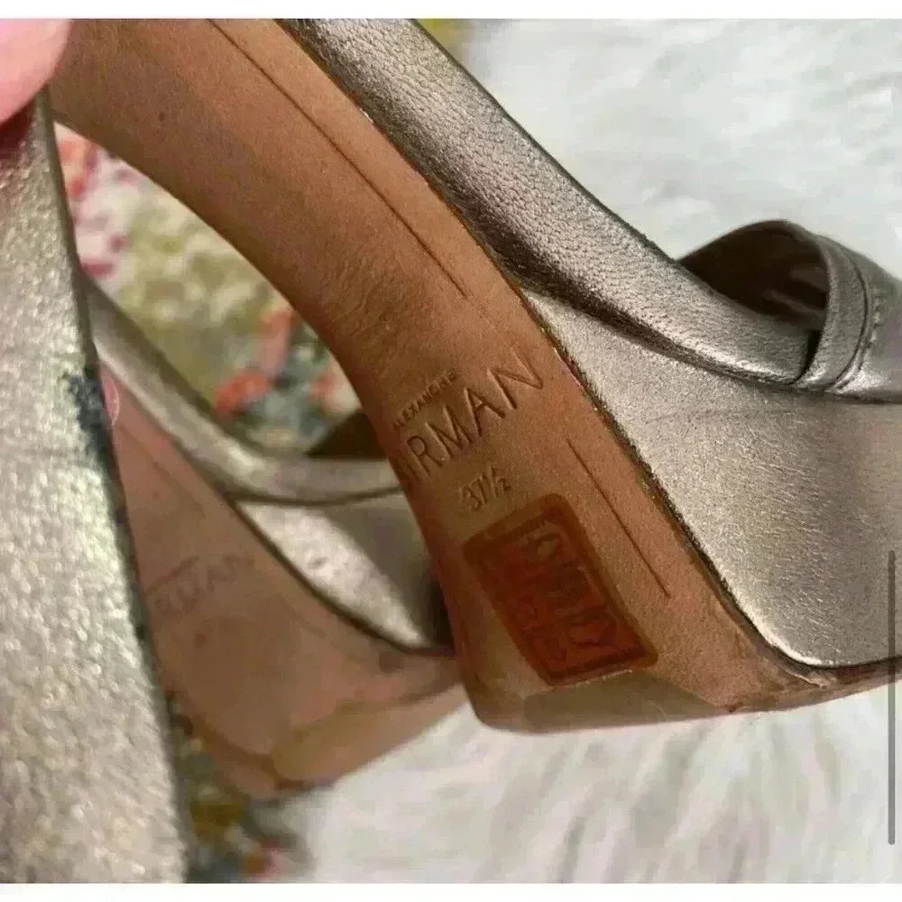 Alexandre Birman Metallic Leather Celine Sandals Size 37.5 Bronze